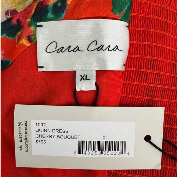 Cara Cara Quinn 100% cotton floral maxi dress cherry bouquet orange size XL - Picture 7 of 9